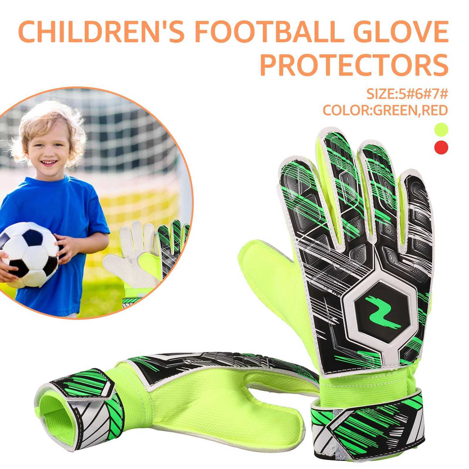 Childrens football goalkeeper gloves 6/7/8/9/10 size thick latex anti slip adjustment wristband goalkeeper glovesXJ250412