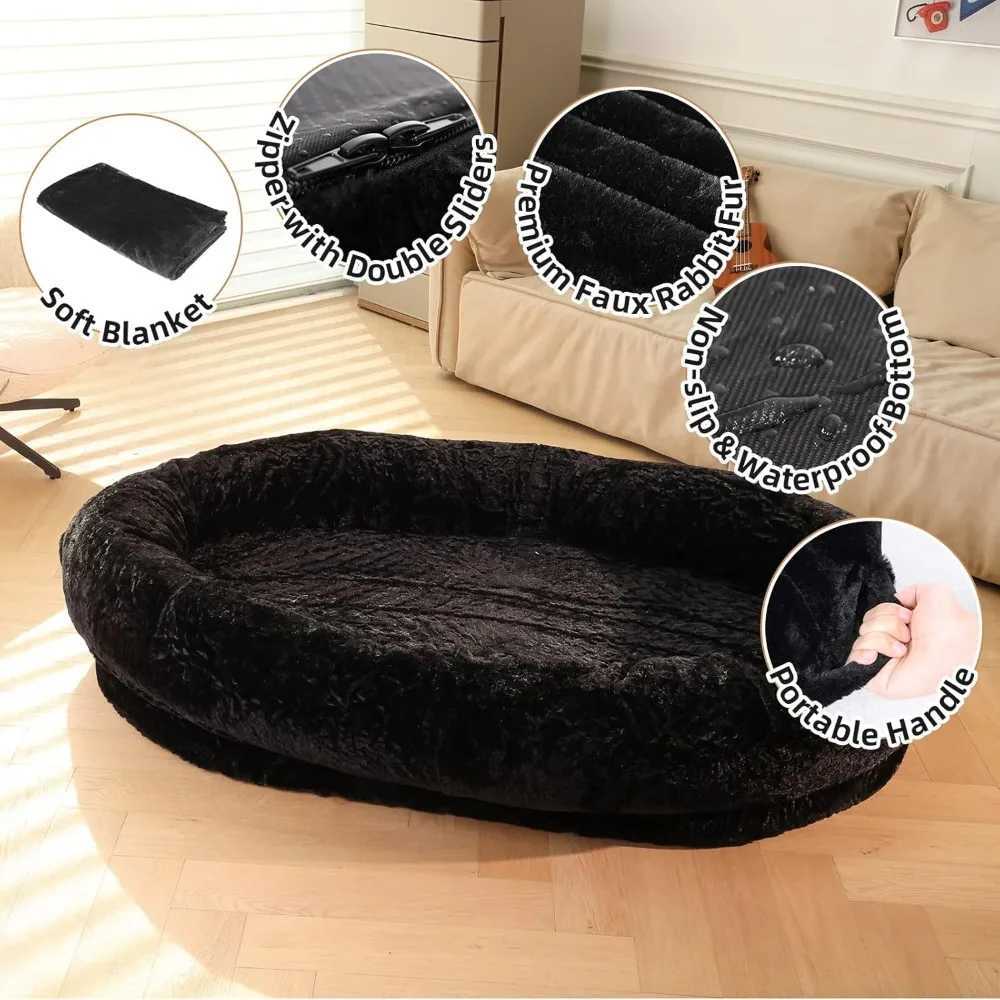 Extra large dog bed for medium-sized and large dogs large human dog bed giant pet bed with blanket detachable and washable cover anti slip Wa X250412