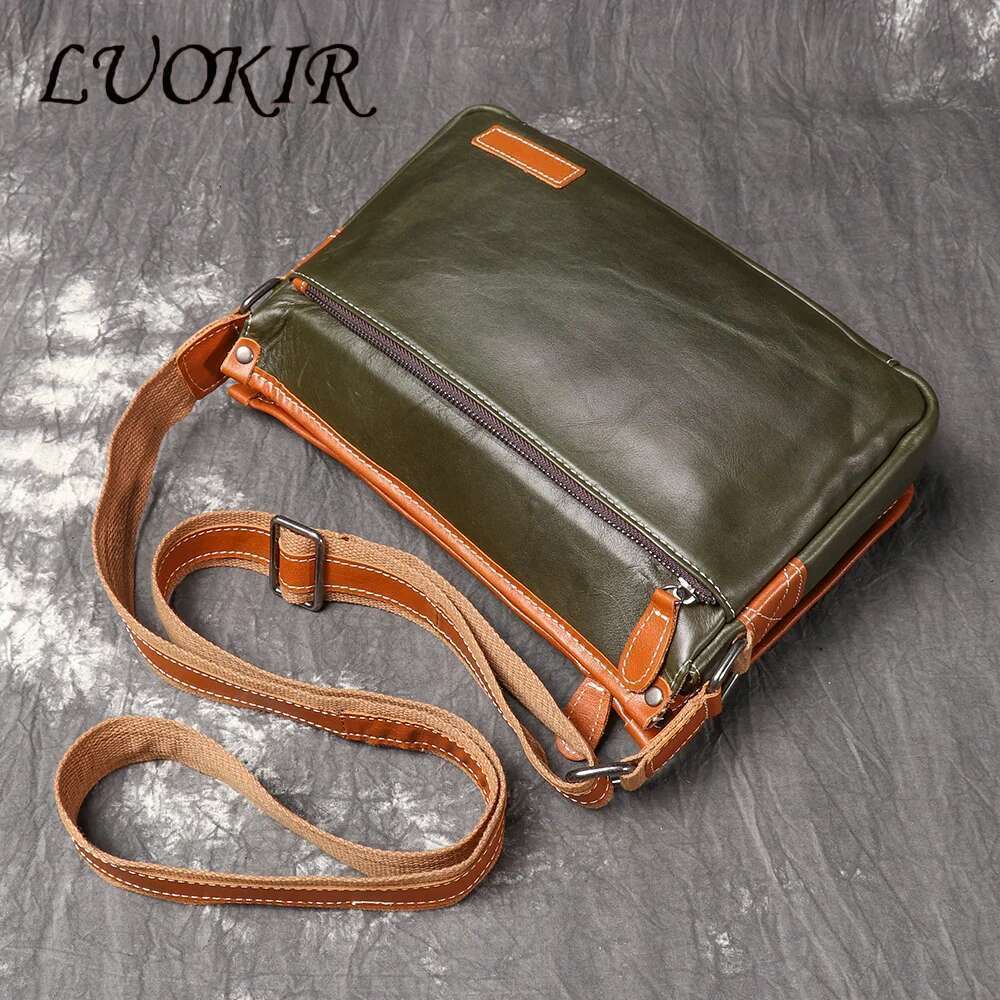 LUOKIR Unisex Leather Shoulder Bag, Top Layer Cowhide Crossbody Backpack, Trendy Pairing With Commuter Mailman Bag