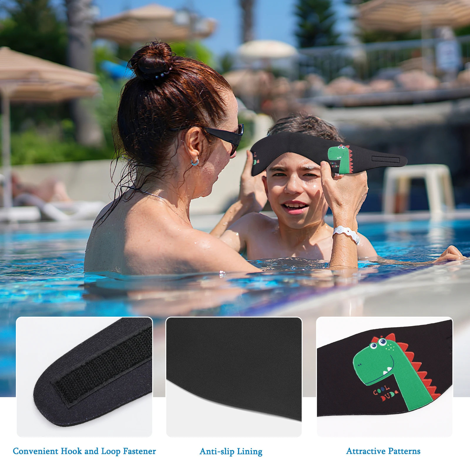HeySplash Swimming Headband Swim Earplugs Kids Ear Plugs Ear Band Swimmer Ear Protection Elastic Neoprene Ear Guard 250411