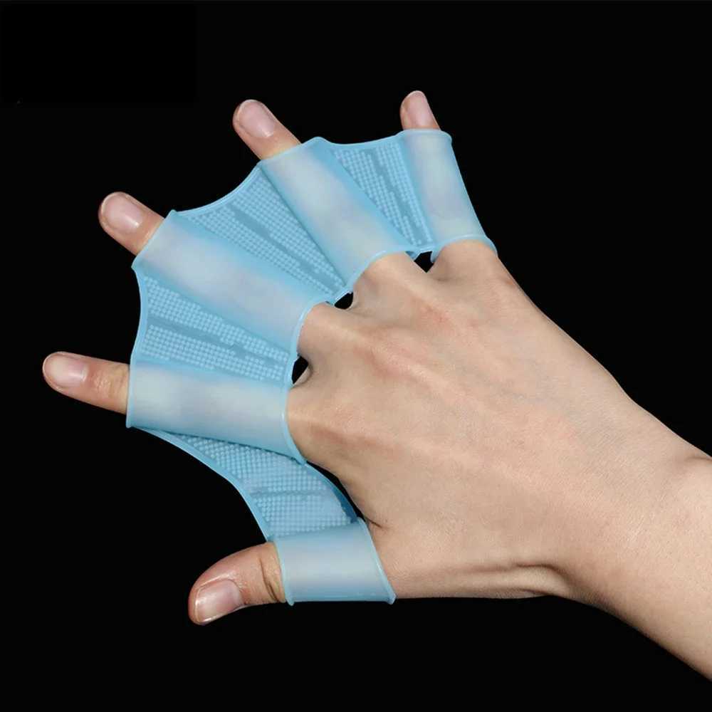 Silicone swimming fin flip cover mens childrens swimming pool sports professional training finger hand net gloves paddle equipmentY250412