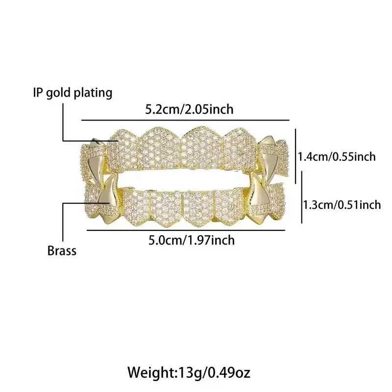 Hip Hop Full CZ Stones Teeth Grillz Hat Cube Zircon Ice Out Mini Paving Mens and Womens Jewelry Top and Bottom Charm Grill W250412