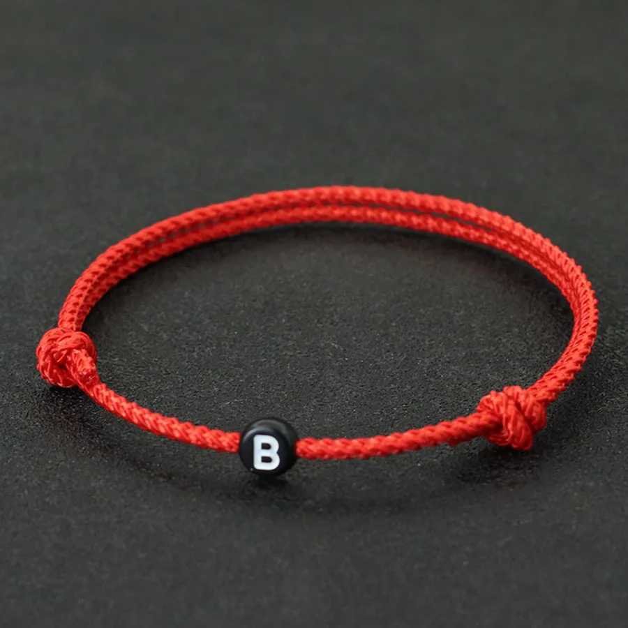 New 26 Letters First Name Bracelet Unisex Handmade Sliding Adjustable Lucky Red String Braslet Couple Gifts Friendship JewelryC250411