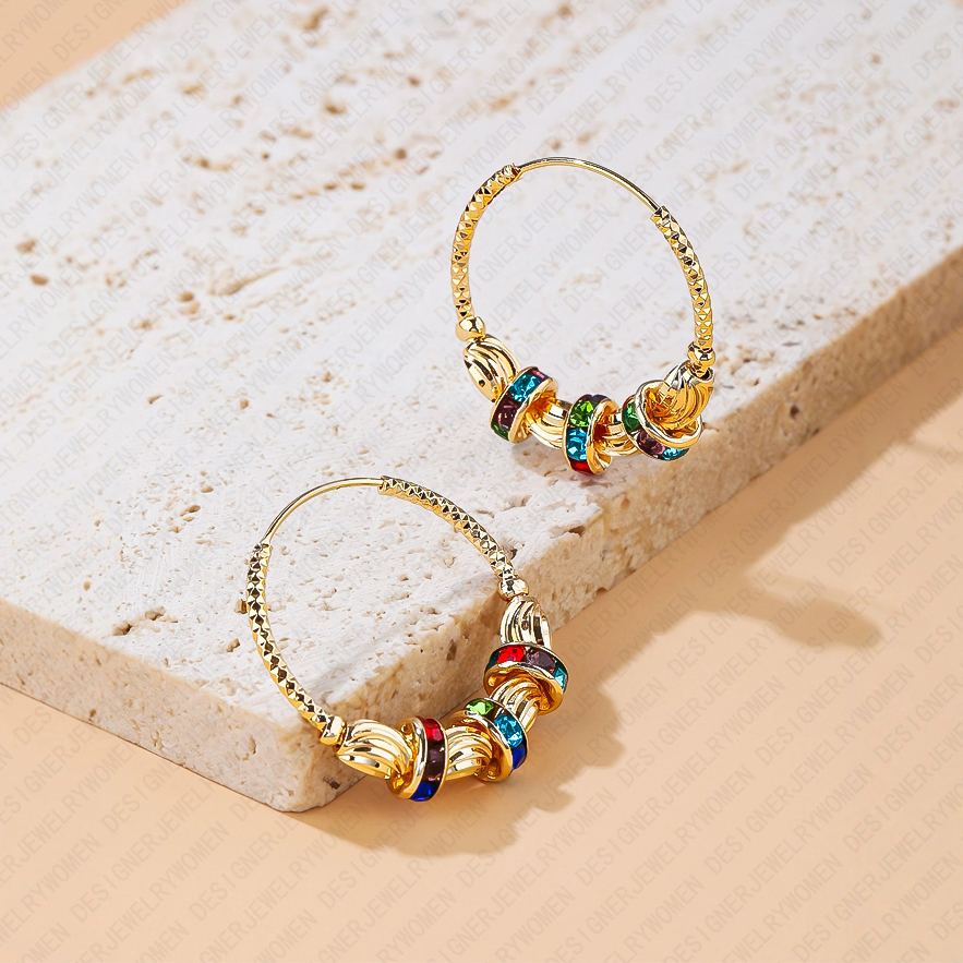 Designer Earrings Designer Earrings for Women Vintage Gold Ball Hoop Earrings Colorful Zircon Ear Hoops Luxury Jewlery Designer for Women Elegant Stat