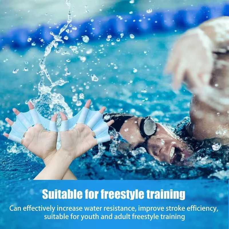 1 pair of neutral frog shaped silicone girls swimming hand finger flip finger weaving gloves paddle water sports accessoriesY250412