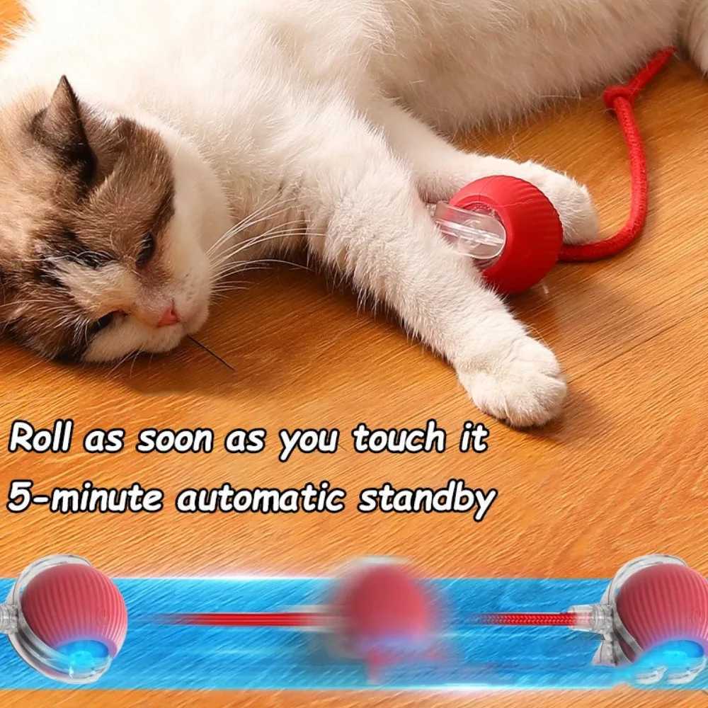 New Cat Interactive Ball Toy Automatic Rolling Ball Artificial Tail Charging Intelligent Pet Electric Toy Dog Training Simulation Mouse Y250412
