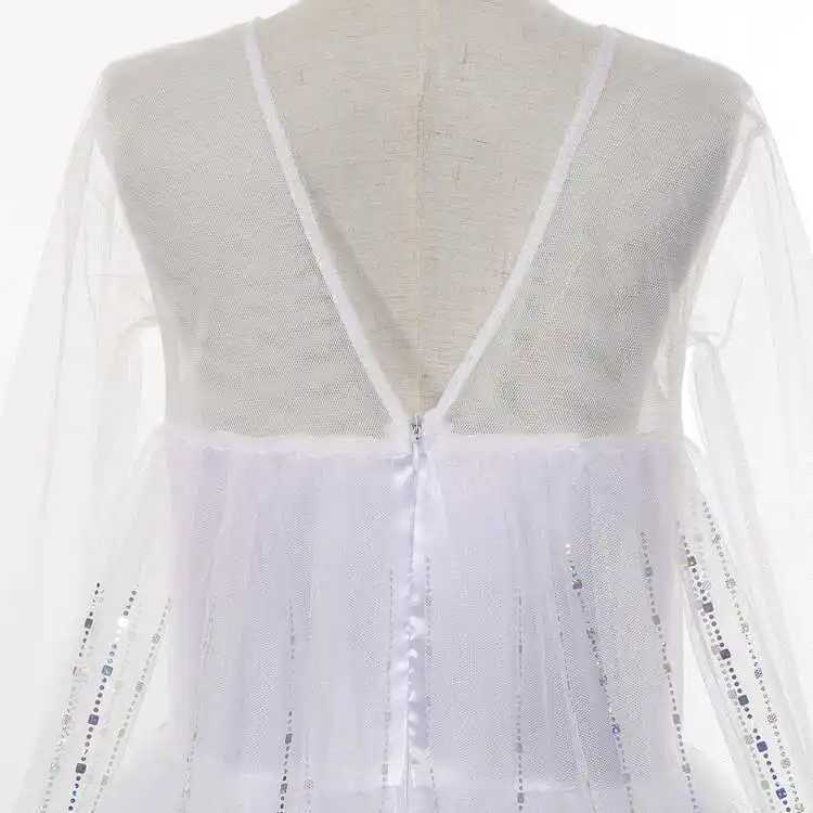 Disney Childrens Girl Role Play Elsa Grid Dress Snow Queen Elsa Princess Long Dress Halloween Party Carnival Dress 2-10Y Vestdos DressXJ250411