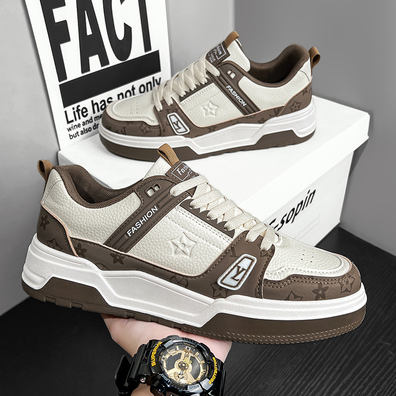Trendy Men's Air Cushion White Shoes - Korean Fashion Thick Bottom Sneakers Comfortable Lace-Up Casual Shoes for Daily Wear