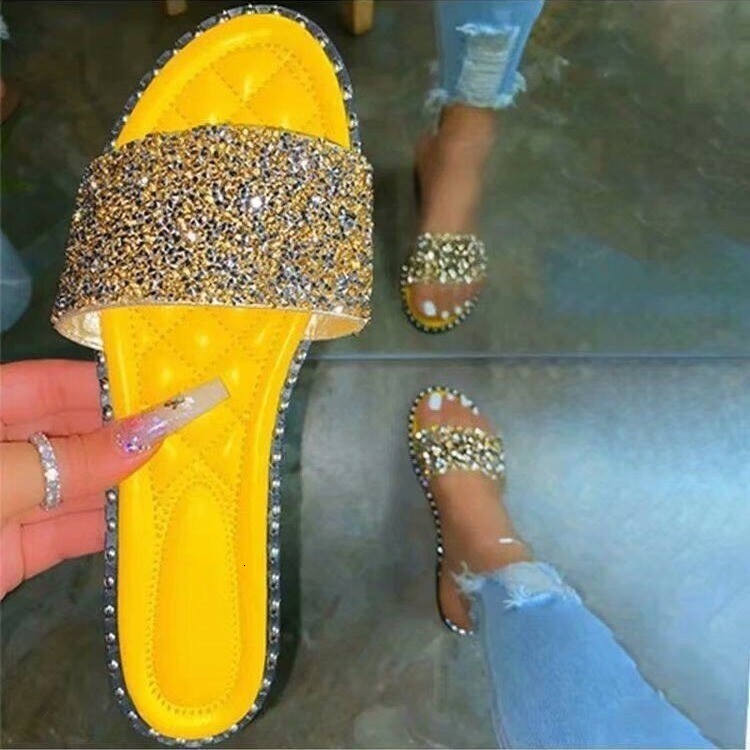 Designer Fashion Trend Women's Flat Bottomed Sparkling Casual Versatile Slippers