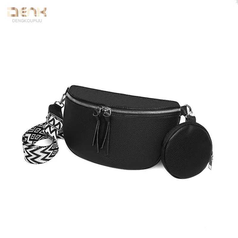 Leather womens single-shoulder crossbody bag top layer cowhide letter bag loose change chest bagT2511112