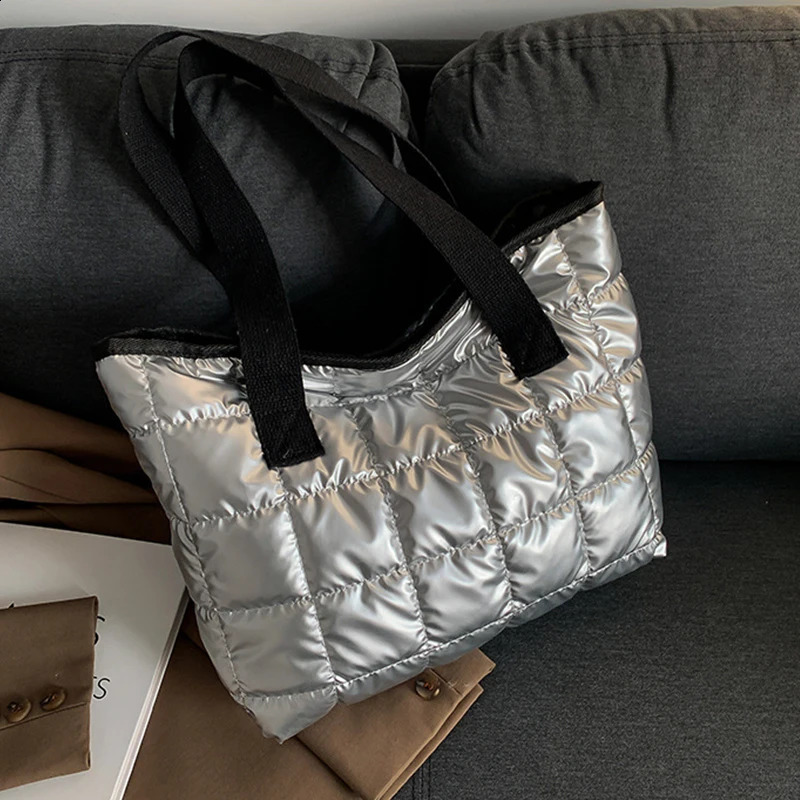 Fashion bedding shoulder bag cotton pad large capacity handbag solid color shopping womens 250401