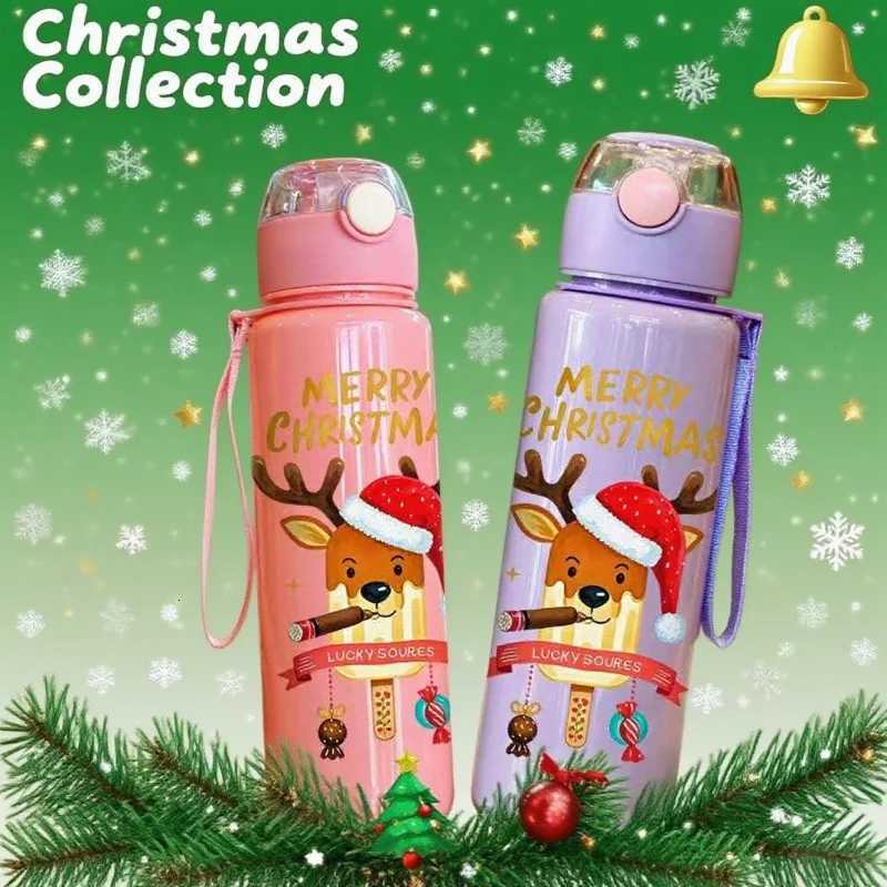 Christmas 3D Printed Christmas Water Bottle with Cute Santa Reindeer Design 700ML Cartoon Cute High Appearance Plastic Water Cup PVC-Free Y251112