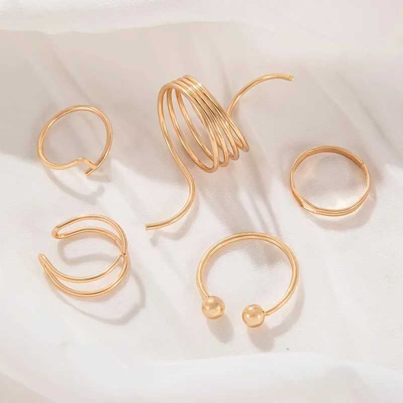 5 Minimalist Fashionable Irregular Gold Womens Ring Set Finger Rings Fashion Girls Jewelry GiftsXJ250412