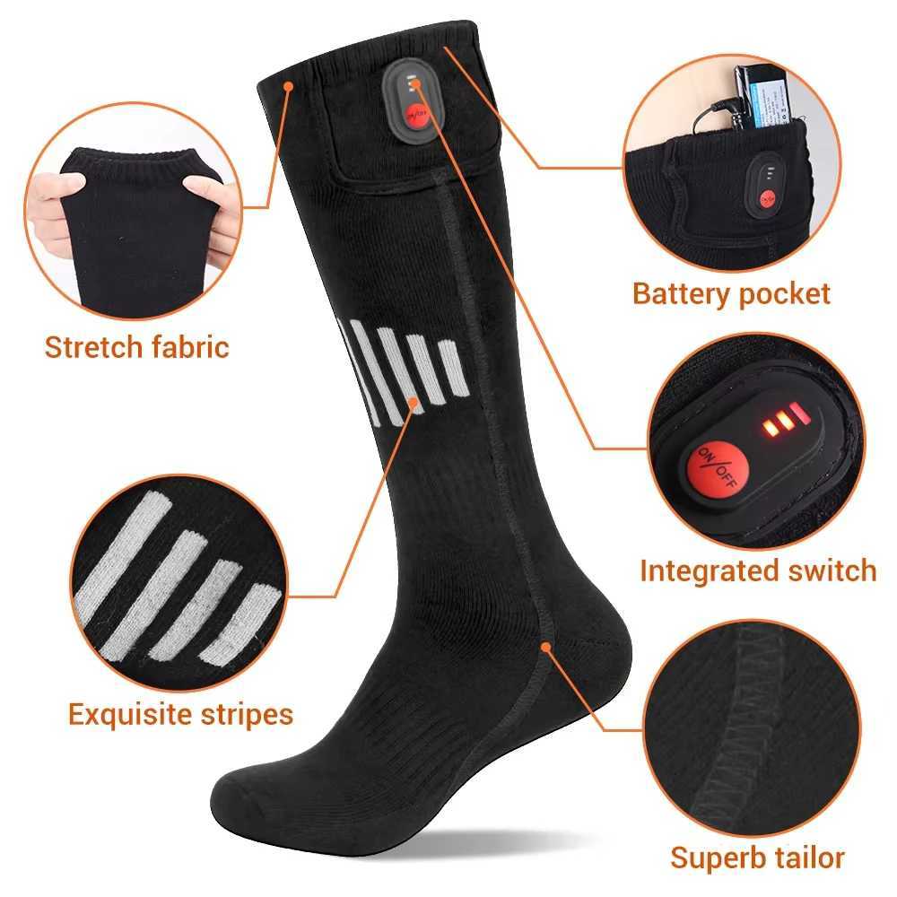 Winter Electric Heating Socks With Battery Box Rechargeable Anti-Cold Men Heated Foot Warmer Outdoor Camping Ski Sports K251111