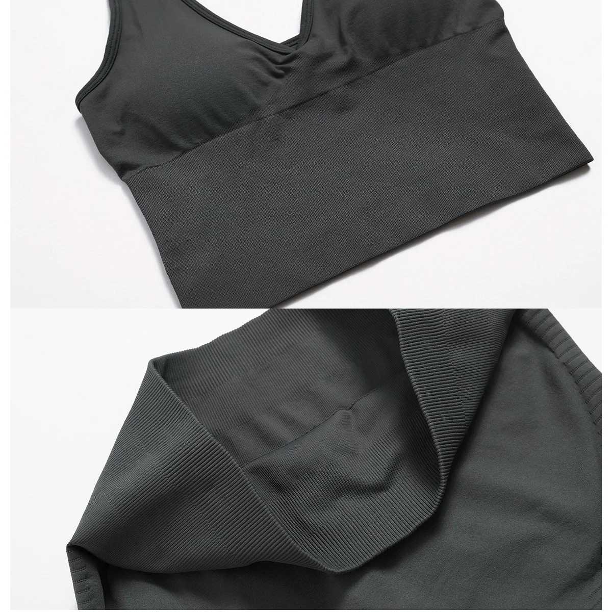 High Quality Fitness Yoga Set Women Workout Athletic Clothing Gym Bras Sports Tank Top Vest High Waist Leggings Sportswear 7725 J251112