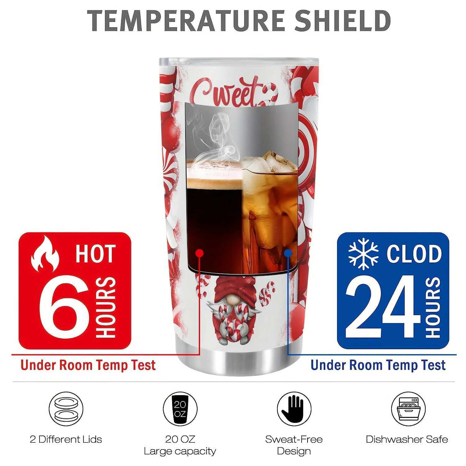 Christmas 20oz Christmas Tumbler with Lid and Straw304 Stainless Steel Double Wall Vacuum Insulated Travel Mug Hot Cold Beverage Cup Y251112