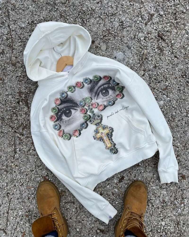 Street Retro Trendy Brand Fashion Animation Printed Super Large Pullover Hoodie Men Y2k Gothpunk Casual Sweatshirt Jacket Women