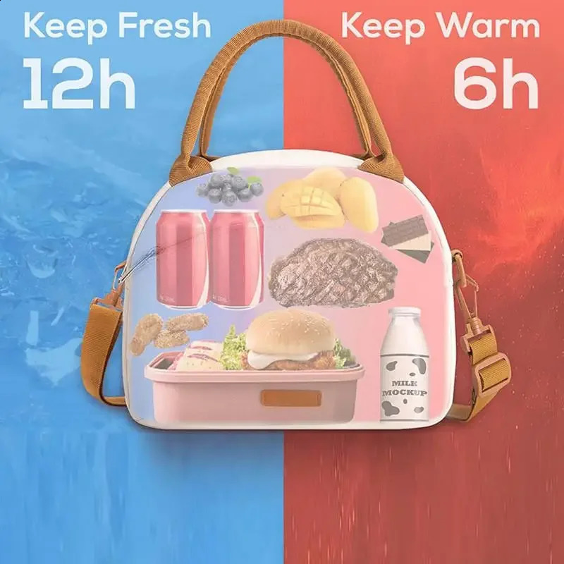 Waterproof lunch bag cooler office desk outdoor picnic insulated durable handbag oil resistant carrying case 250410