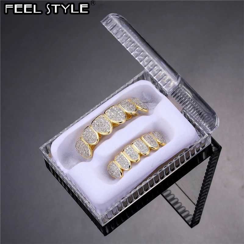 Feel Style Cool Teen Grilz Set suitable for neutral cubic zirconia bottom box packaged with hip-hop charm jewelry suitable for mens and womens gifts W