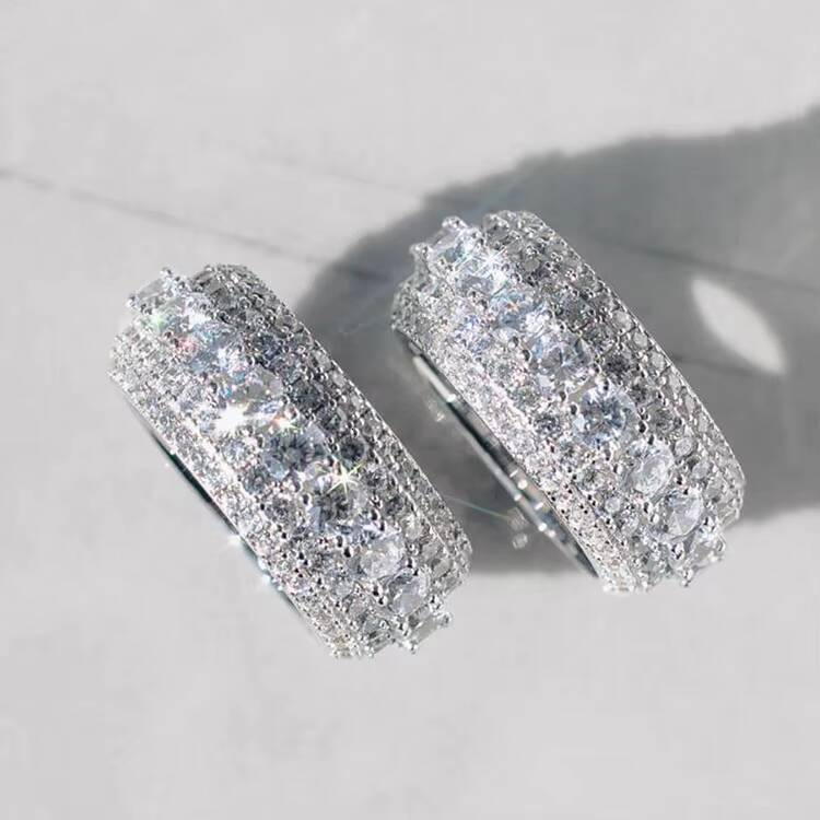 Full Diamond Moissanite Diamond Cuban Ring S925 Silver Iced Out D Color VVS Diamond Full Circle Round Hip Ring for Men