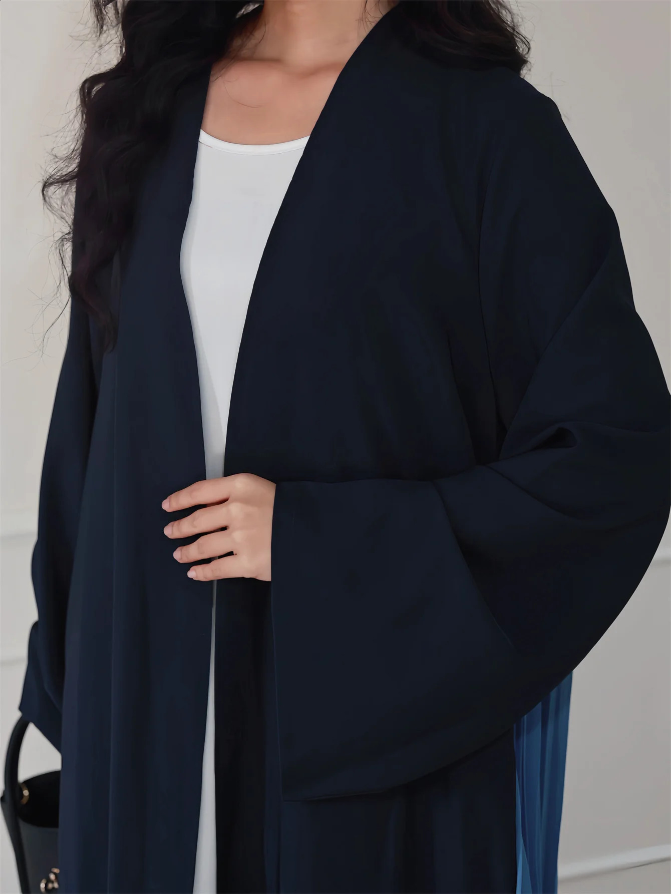 Middle East Islamic Elegant Loose Abaya Muslim Open Front Abayas Long Sleeve Arab Kaftan Womens Jilbab Dress 250411