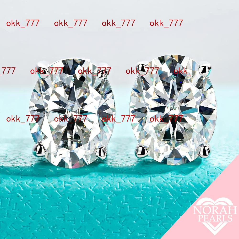 Moissanite 925 Sterling Silver Oval Cut Stud Earrings with 10K Gold Post Available in 1/2/4ct Sizes