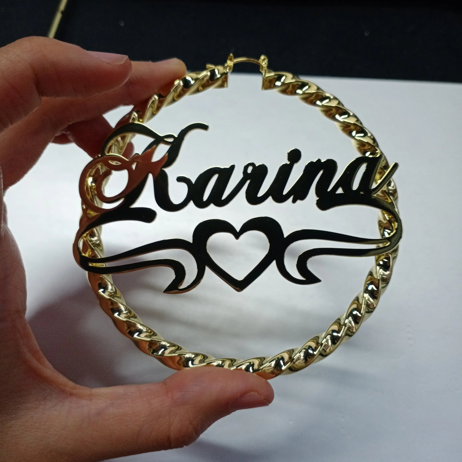 Lateefah Hip Hop Punk Style Bamboo Hoop Earrings Customized Personalized Name Female Gifts 250410