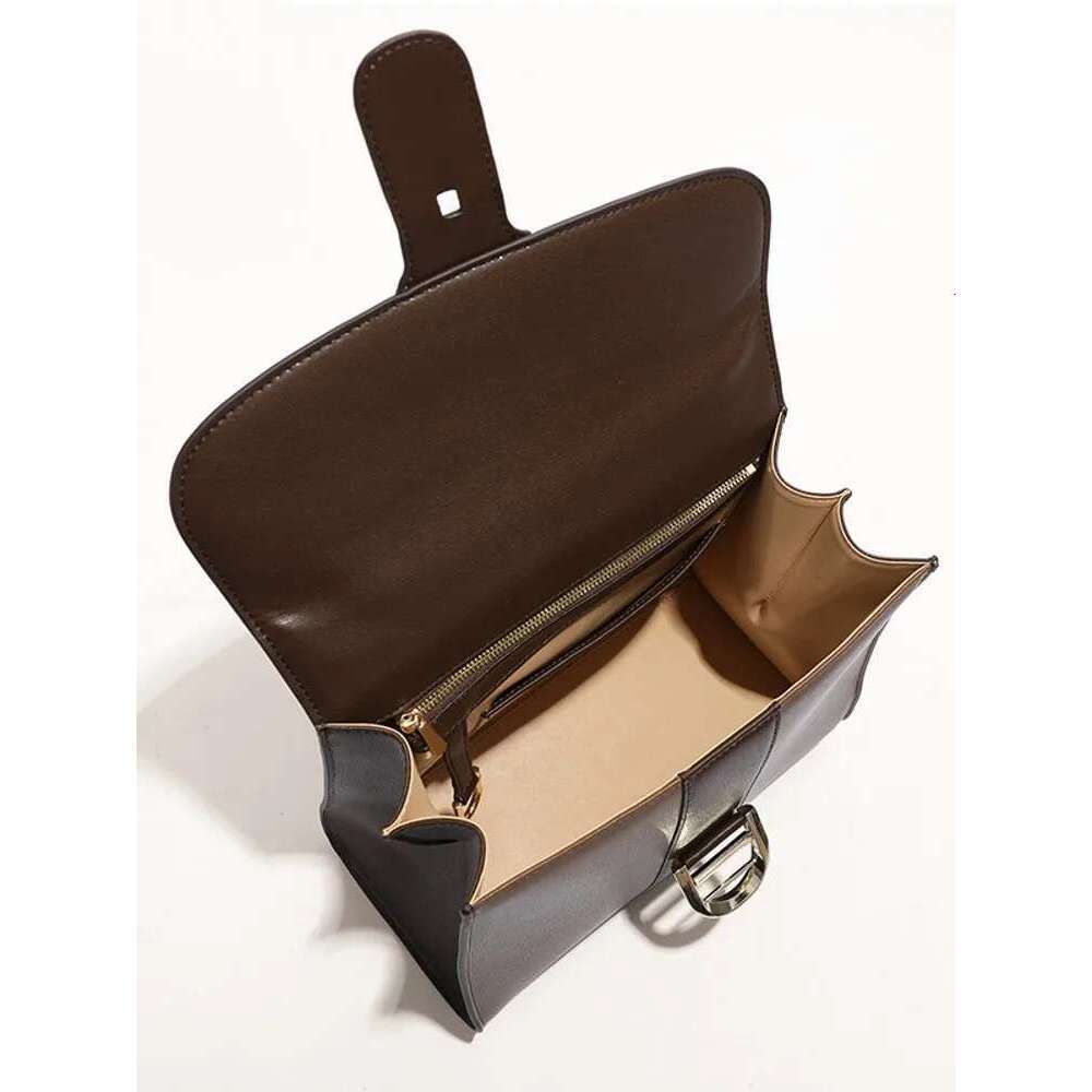 Fashion Office Ladies Work Genuine Leather Shoulder Bag Buckle Flap Totes Handbag Women Designer Cowhide Strap Crossbody Bags