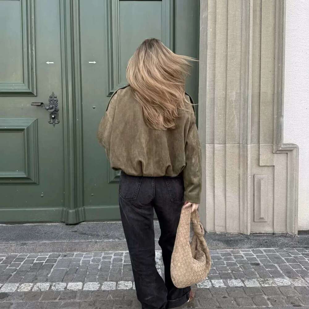 Designer Clothes 2025 RARA Spring New Arrivals Women's Suede Textured Bomber Street Style Casual All-Match Jacket