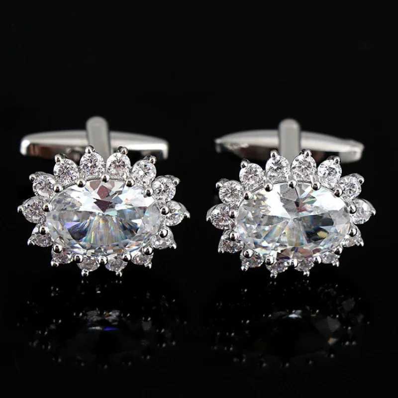 Luxury womens crystal inlaid French metal cufflinks mens shirts buttons wedding dresses jewelry accessories holiday giftsT250412