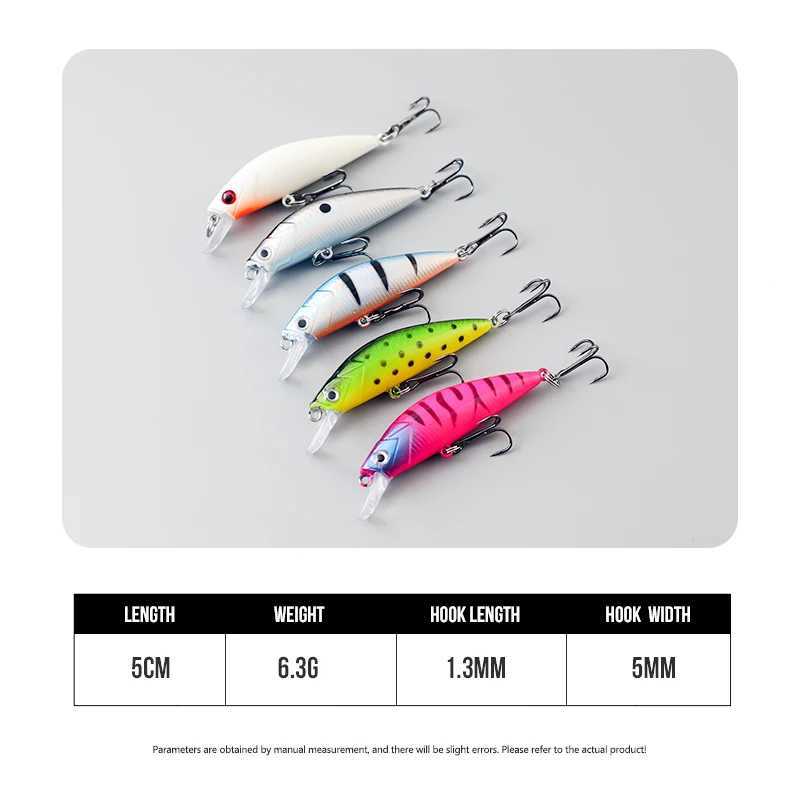 TAIYU 5pcs Fishing Lure Set 50mm 6.3g Luminous Minnow Bait Slow Sinking Lure Far Casting Swimbait Realistic Artificial Hard Bait Z250411