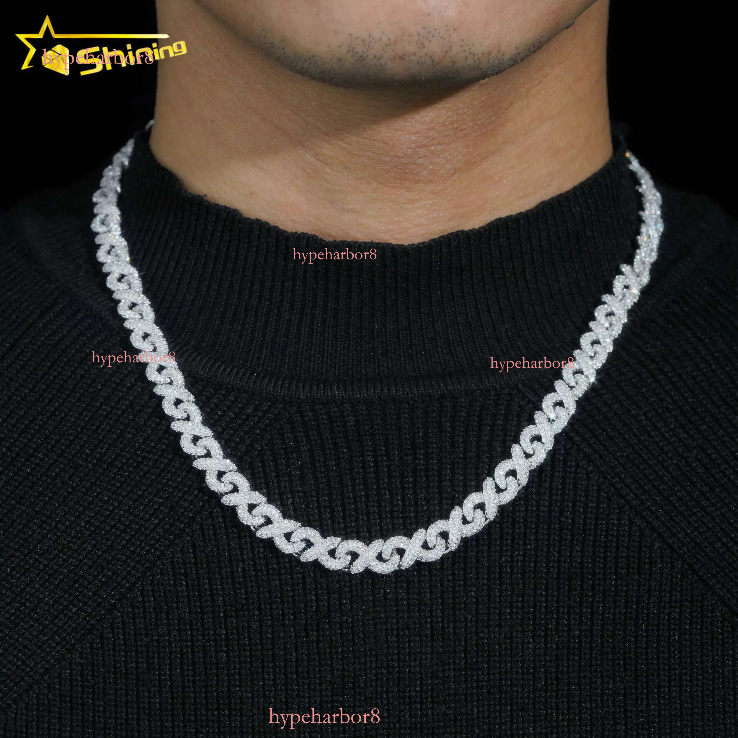Sterg Sier Necklace Moissanite Cuban S Gold Plated GRA Dia Iced Out k Chain for Men