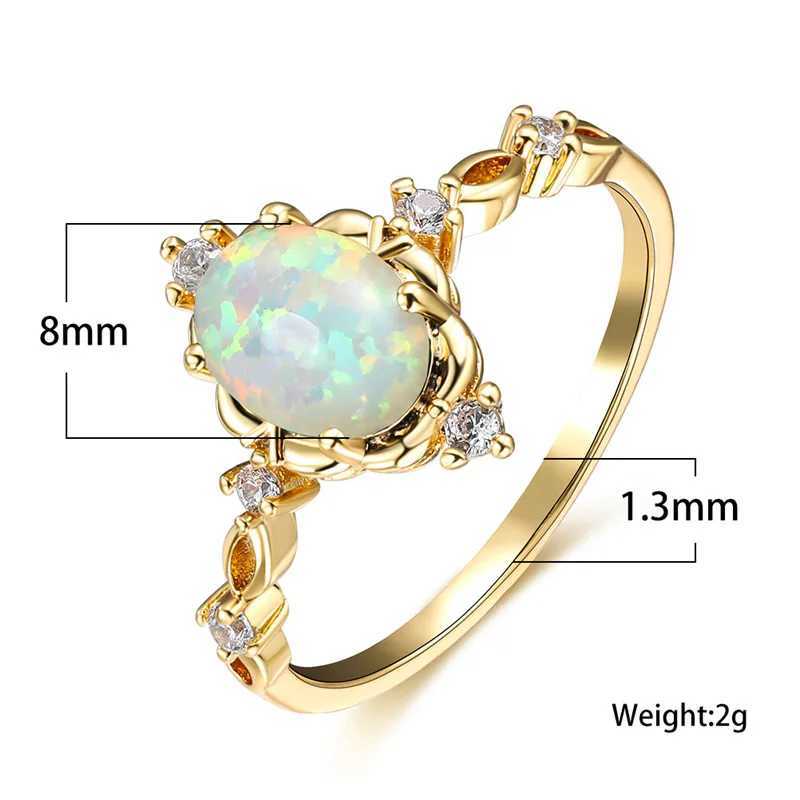 Enchanting gold silver wedding rings white opal engagement rings cute women blue green purple crystal ringsXJ250412
