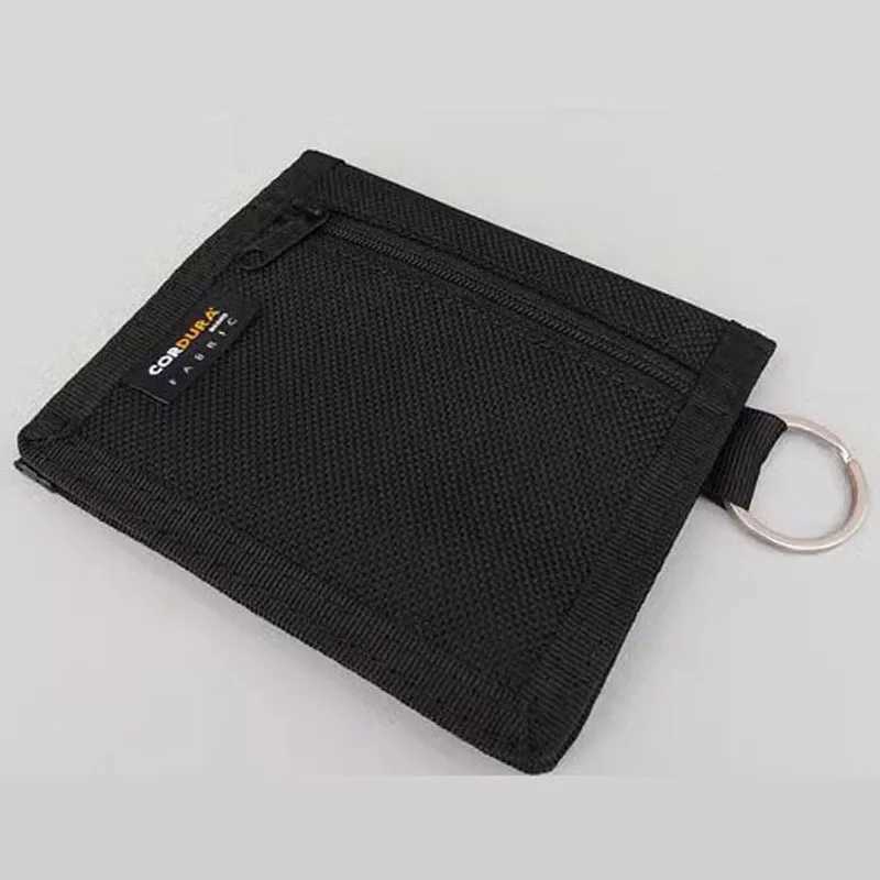 Mini card wallet for men casual coin wallet nylon waterproof cloth mini card holder mens folding wallet mens black Z250411