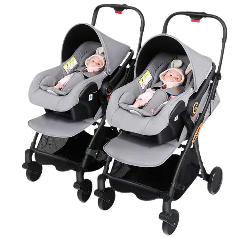 Lightweight double stroller with car seat portable double stroller for defecation detachable and foldable baby stroller W250411