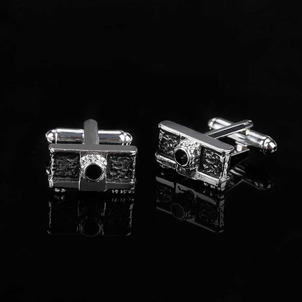 2-piece/set retro camera mens cufflinks mens personalized cufflinks mens holiday gift shirt set evening dress jewelryT250412