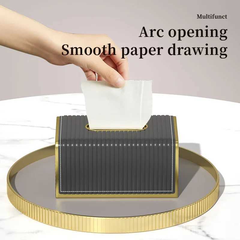 Light Luxury Tissue Box CoverPU Leather Rectangar Tissue Box HolderOrganizer for Bathro Vanity Countertop HeHotelOff Y251112