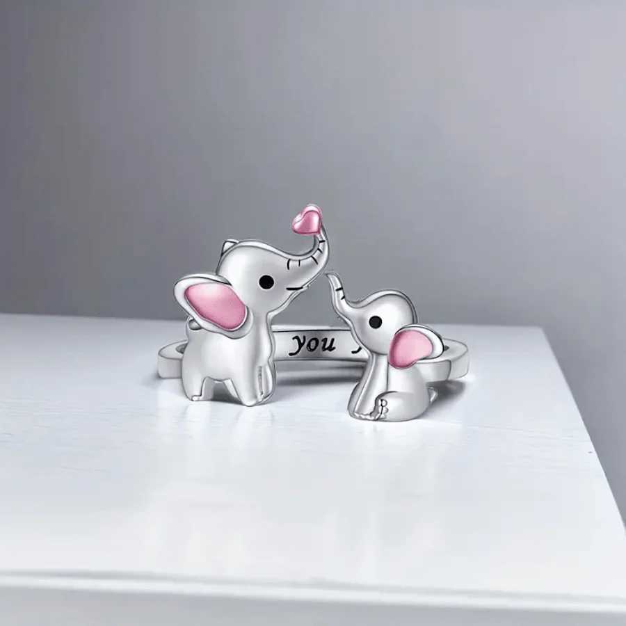 1 European and American style elephant and heart-shaped adjustable couple ring a gift for girlfriends on datesXJ250412