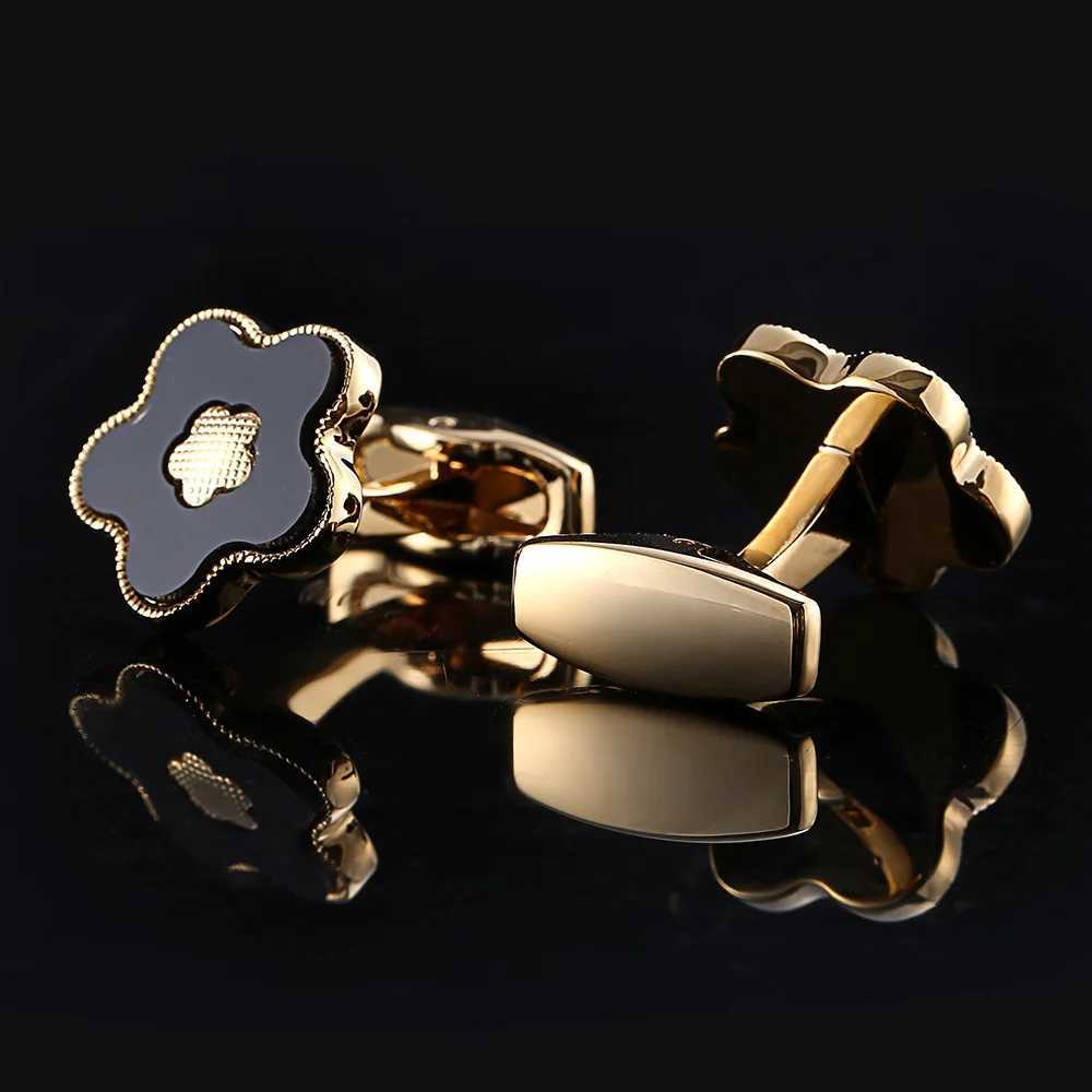 Golden Mens Wedding Groom Luxury Cufflinks Groom Flower Style Button Fathers Birthday GiftT250412