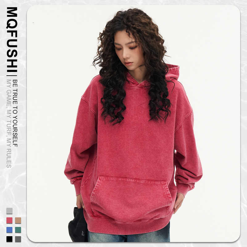 New Pure Cotton 425g Vintage Washed Hooded Sweatshirt Loose Fit Unisex American Wax Dye 230828