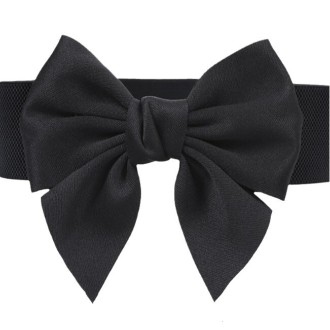 Versatile sweet pure cotton fabric bow elastic waistband wide belt women's dress decoration