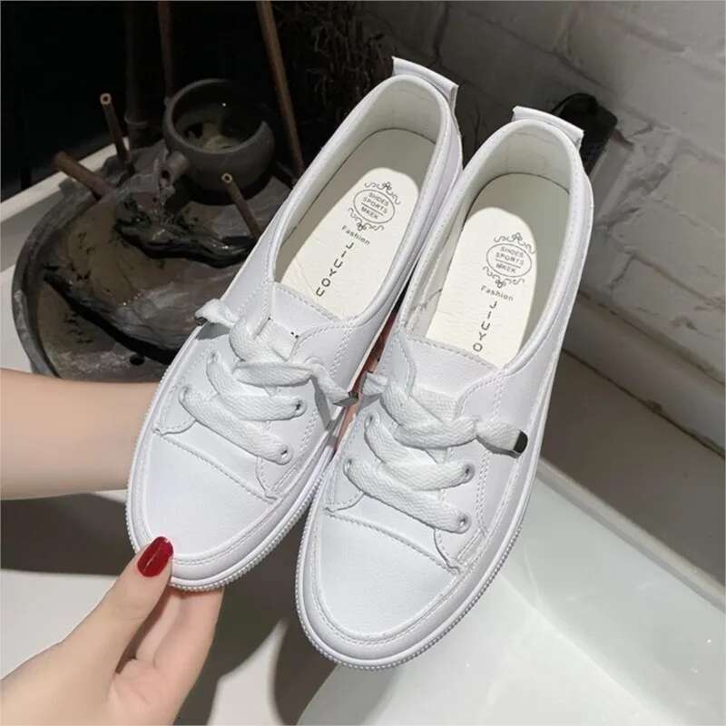 2025 Summer New Women's White Rubber Sole Vulcanized Sports Flat Shoes Women's Leather Designer Fashion Sports Shoes