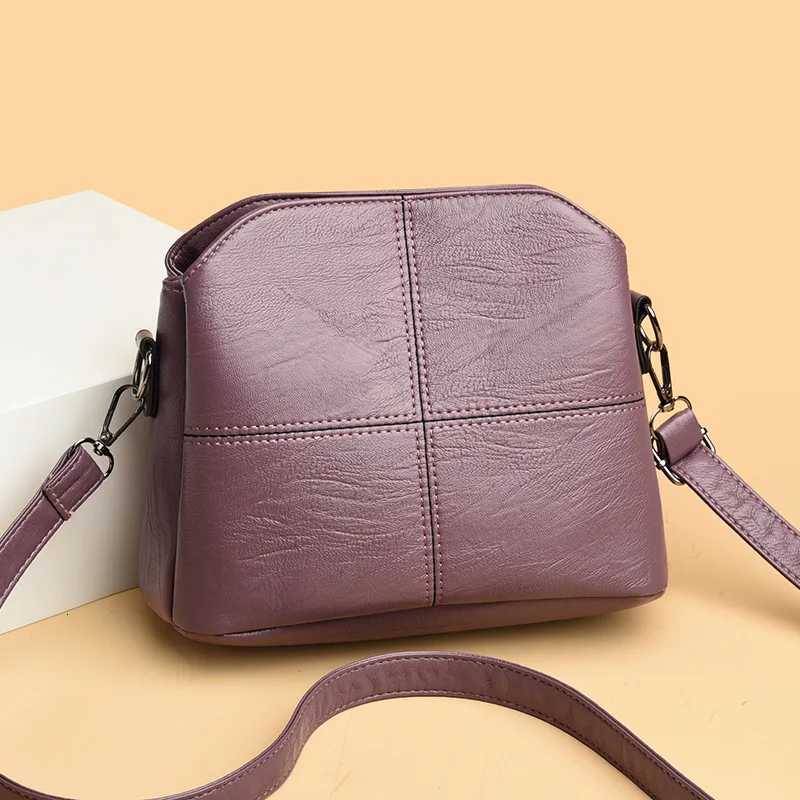 New Fashion Womens Bucket Bag Multi Layer Versatile Middle Aged Mom Soft Leather Shoulder Crossbody BagT2511112