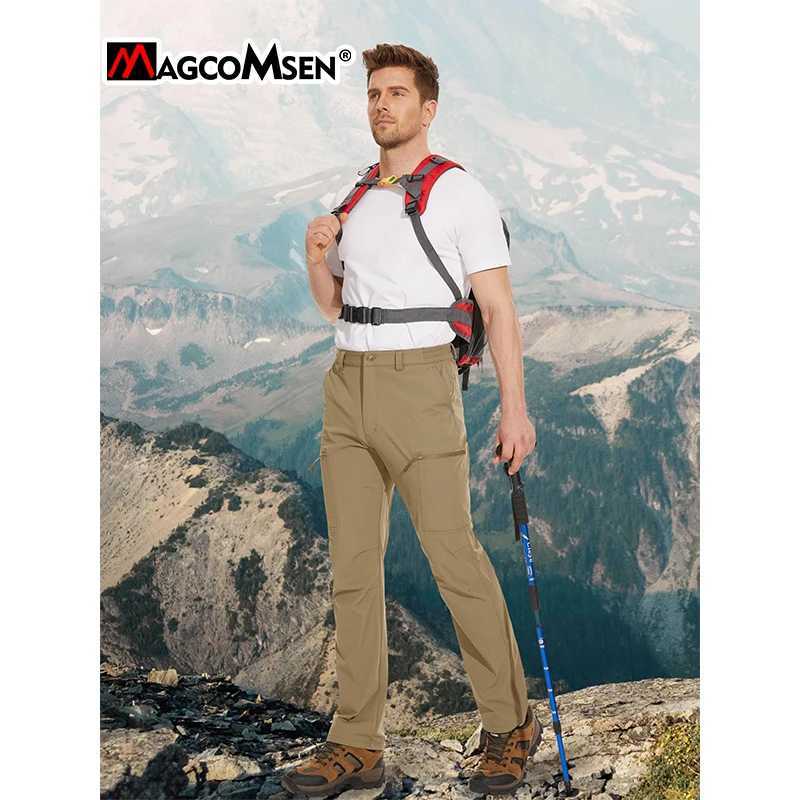 MAGCOMSEN Mens Waterproof Hiking Pants with Multiple Pockets Lightweight Quick Drying Casual Straight Work Pants W250411