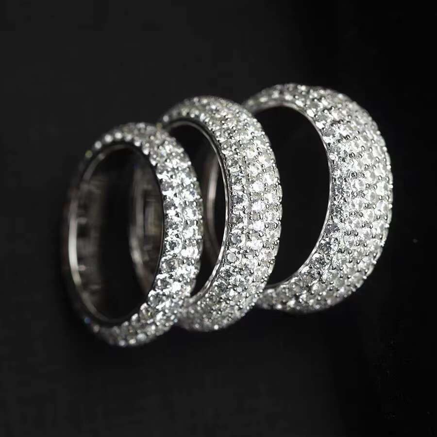 Fashion Design 925 Solid Silver With Iced Out GRA Round Moissanite Diamond for Mens Hiphop Ring