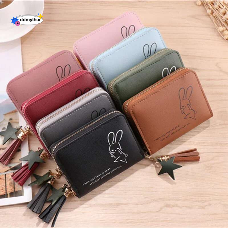 New urious Women's Wallets PU Leather Zipper Small Cute Little Rabbit Pattern Women Mini Girl Coin Purse ddmythur