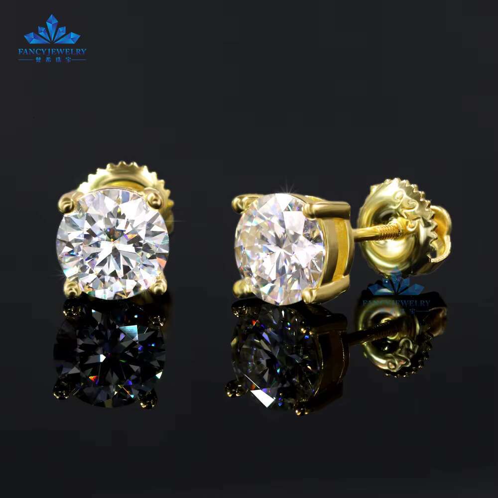 2024 New 925 Sterling Silver Stud Earrings Rhodium Plated 5mm 6.5mm 8mm Moissanite Screw Back Stud Earrings for Women