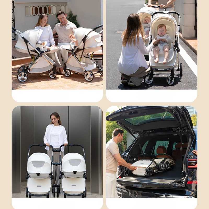 Luxury Double Baby Cart Lightweight and Detachable Double Baby Cart Folding Double Baby Cart Shock Absorber W250411