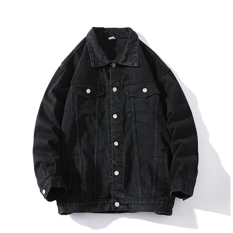 Blue mens denim jacket single-layer square collar long sleeved jacket available in green black yellow white and purple 250411