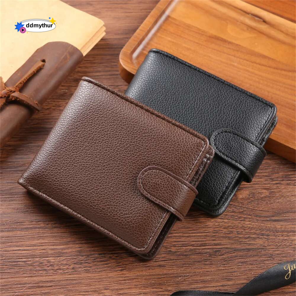 ISKYBOB Men's Wallet Multiple Slots ID/Credit Card Holder Fashion Vintage Business Coin Purses Snap Leather Male Wallets ddmythur
